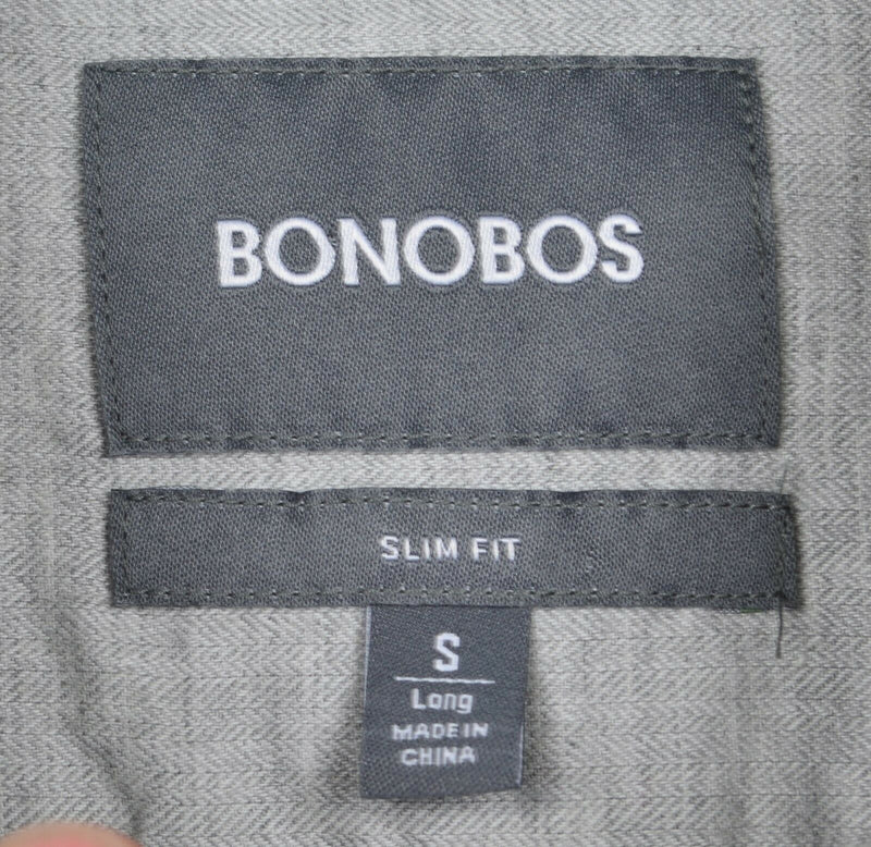 Bonobos Men's Small Long Slim Heather Gray Cutaway Collar Flannel Shirt