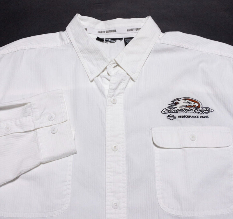 Harley-Davidson Screamin Eagle Shirt Men's 2XL Long Sleeve White Biker Garage