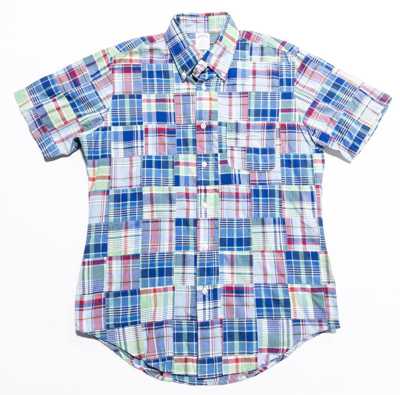 Brooks Brothers Patchwork Shirt Men's Medium Colorful Plaid Button-Down Preppy