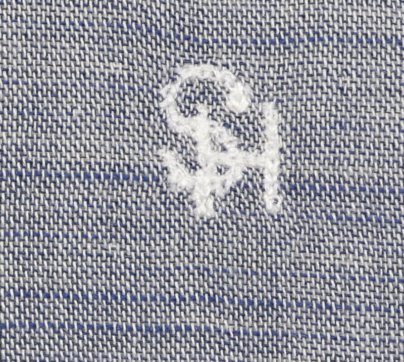 Shipley & Halmos Men's XL Gray/Blue SH Embroidered Logo Retro Button-Down Shirt