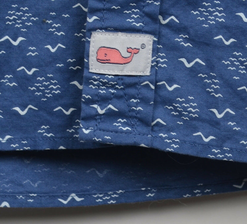 Vineyard Vines Men's XL Slim Fit Murray Blue Bird Wavy Print Button-Down Shirt