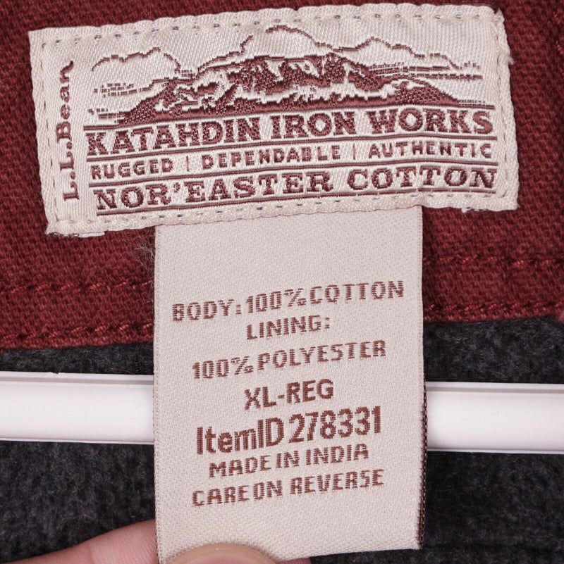 LL Bean Katahdin Iron Works Men's XL Canvas Snap-Front Fleece Lined Shirt Jacket