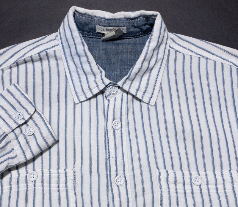 Carbon 2 Cobalt Shirt Men's Medium White Striped Button-Up Long Sleeve