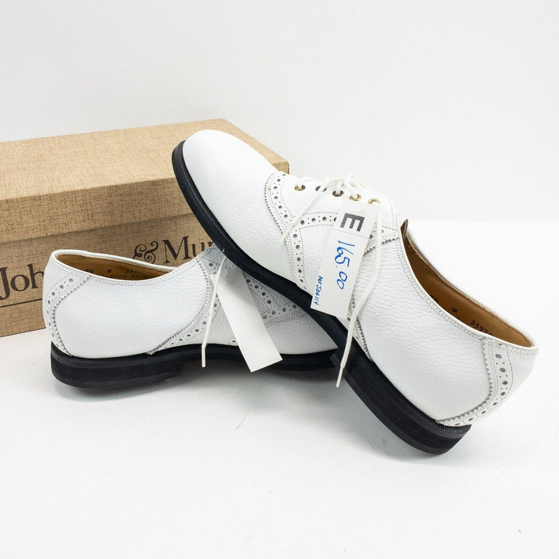Johnston & Murphy Golf Shoes 9.5 Men's Leather White Waterproof Spike New