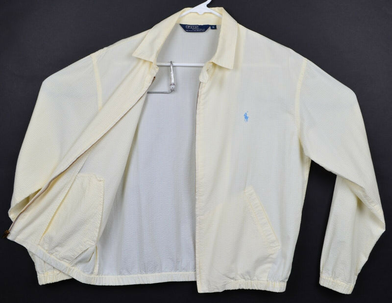 Vintage 80s Polo Ralph Lauren Men's Small Seersucker Yellow Harrington Jacket