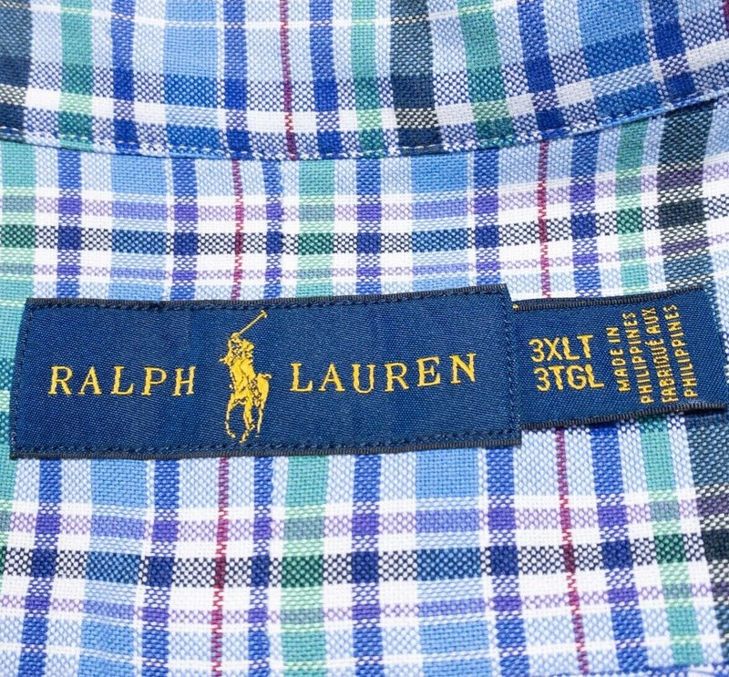 Polo Ralph Lauren 3XLT Button-Down Shirt Men's Long Sleeve Blue Plaid Oxford