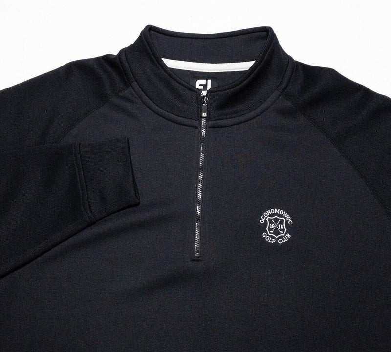 FootJoy 1/4 Zip Men's XL Pullover Jacket Golf Solid Black Wicking Lightweight