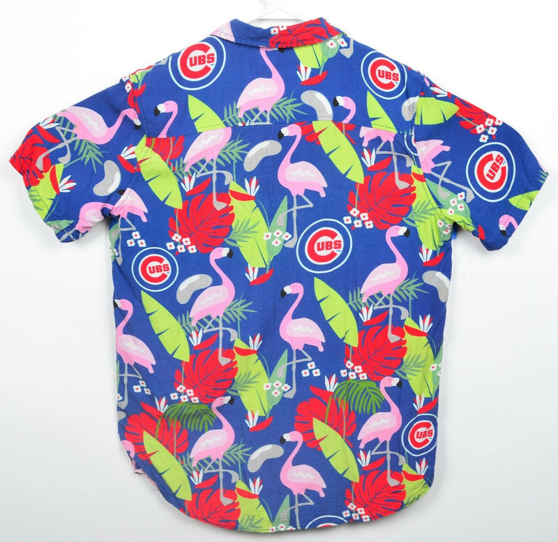 Chicago Cubs Men's Medium Floral Flamingo MLB Short Sleeve Hawaiian Shirt