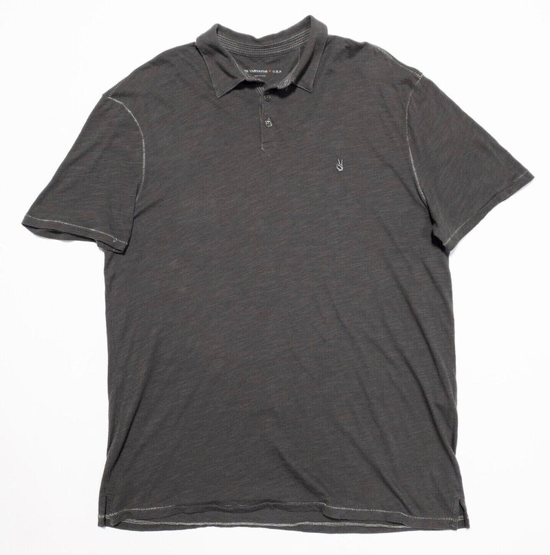 John Varvatos Peace Sign Polo Large Men's Shirt Gray Short Sleeve Designer