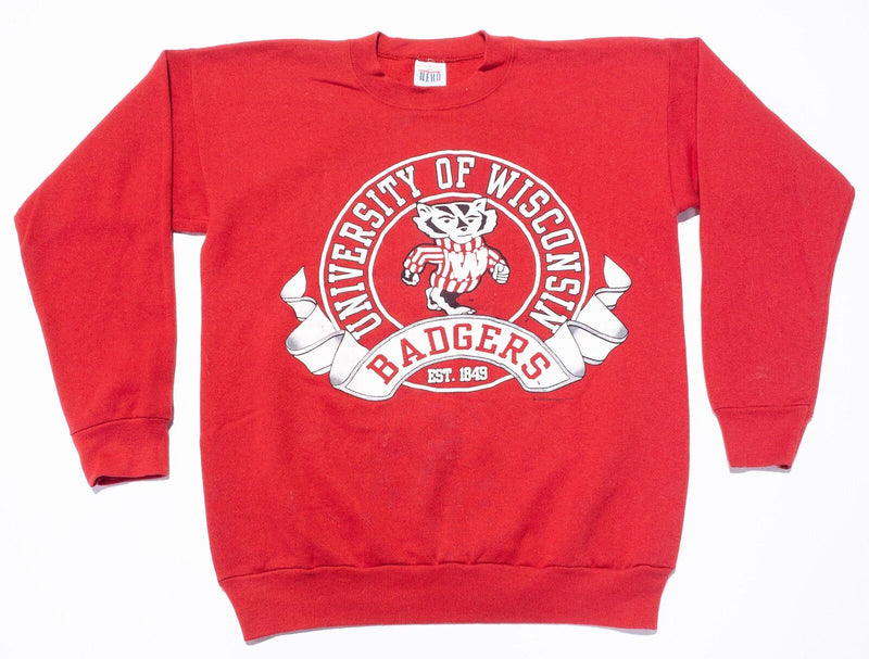 Vintage Wisconsin Badgers Sweatshirt Men's Large Red Pullover Crewneck College