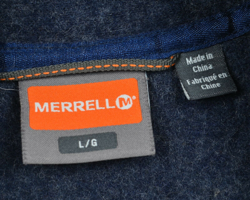 Merrell Men's Large Wool Blend 1/4 Zip Blue Pullover Sweater Jacket