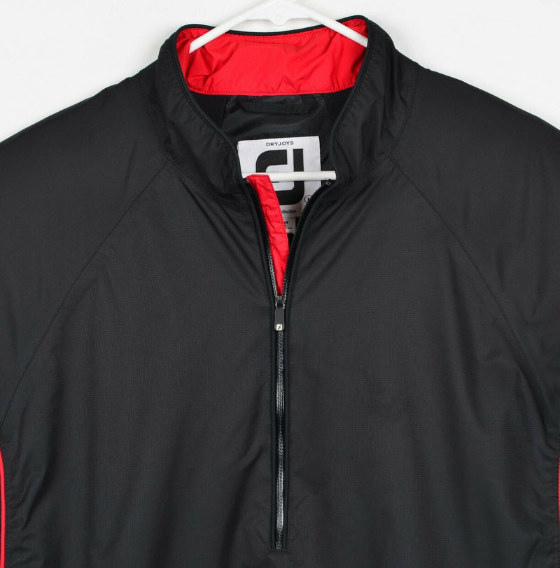 FootJoy Men's Large DryJoys Tour Collection Black Red Half Zip Windshirt Jacket