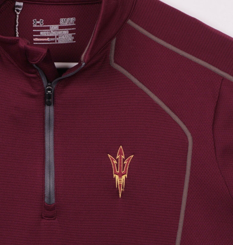 Arizona State University ASU Men's Small Under Armour Maroon 1/4 Zip Jacket