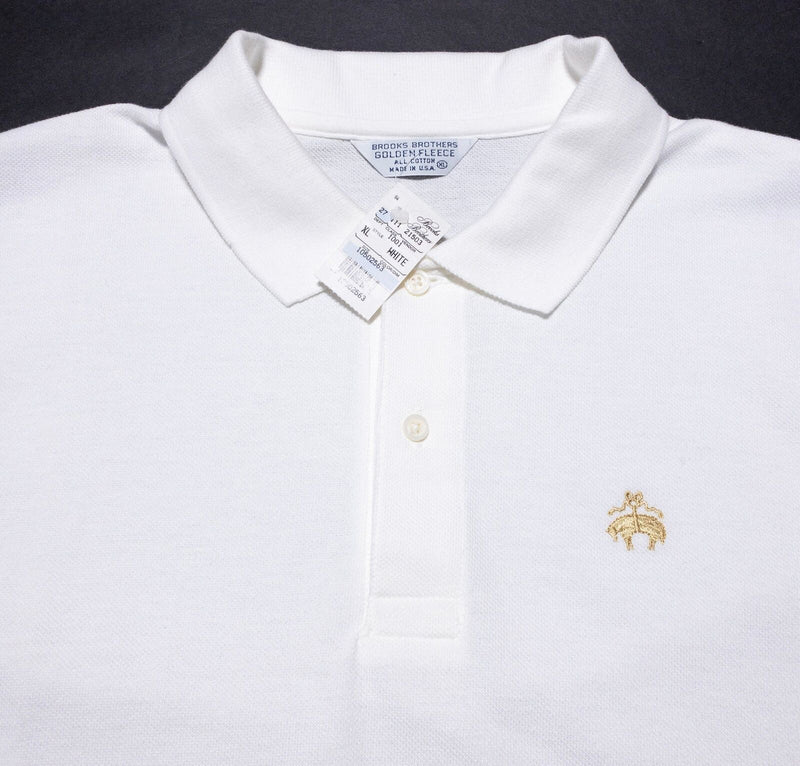Vintage Brooks Brothers Polo Shirt Men's XL Golden Fleece Solid White USA 80s