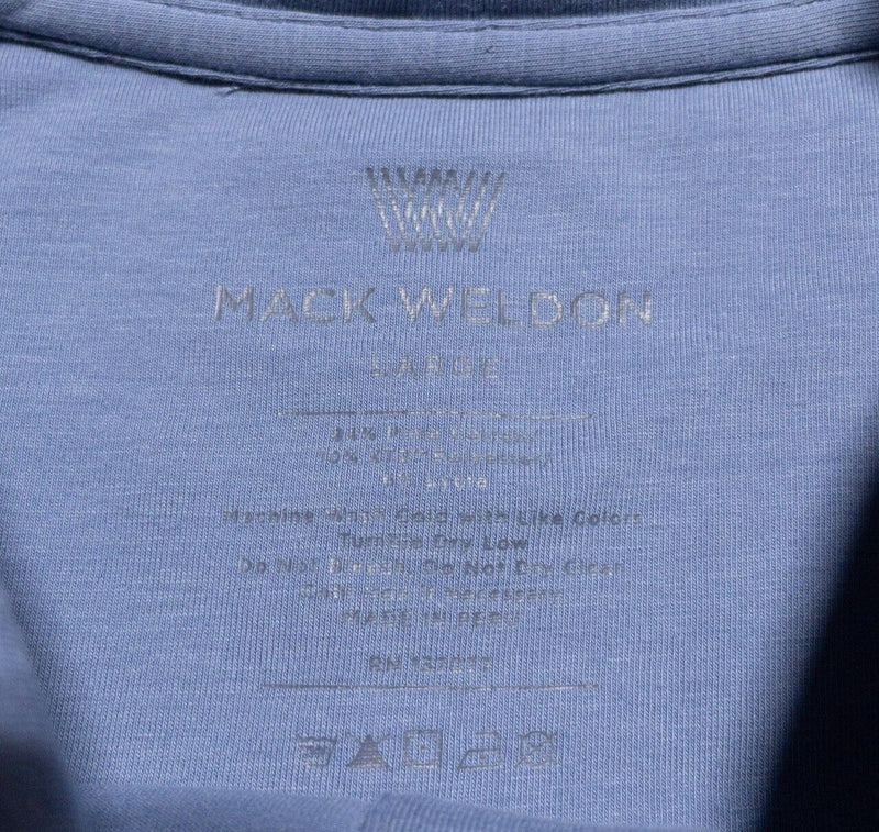 Mack Weldon Long Sleeve Polo Men's Large Blue Collared Cotton Blend Athleisure