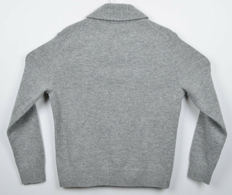 J. Crew Men's Sz Medium 100% Lambswool Shawl Collar Gray Pullover Sweater