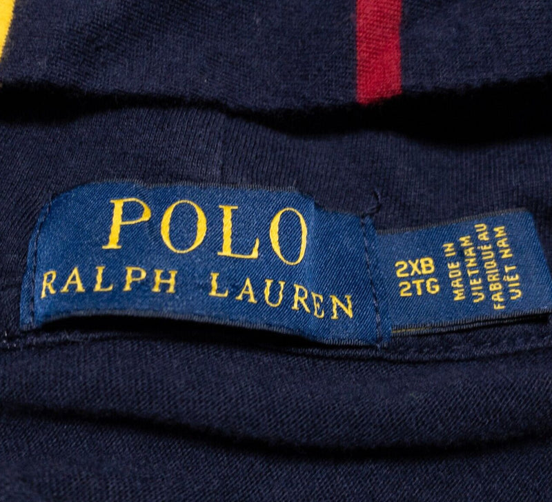 Polo Ralph Lauren Hoodie Men's 2XB Striped Blue Red Lightweight 2XL Big & Tall