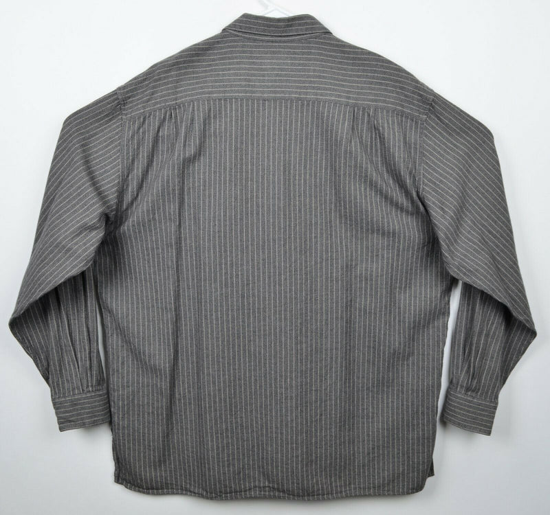 Ermenegildo Zegna Men's Sz XL Made in Italy Gray Striped Button-Front Shirt
