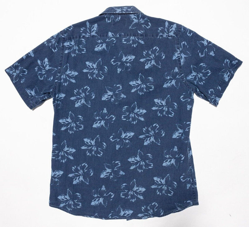 Rodd & Gunn Shirt Men's Medium Floral Blue Button-Front Short Sleeve Dog