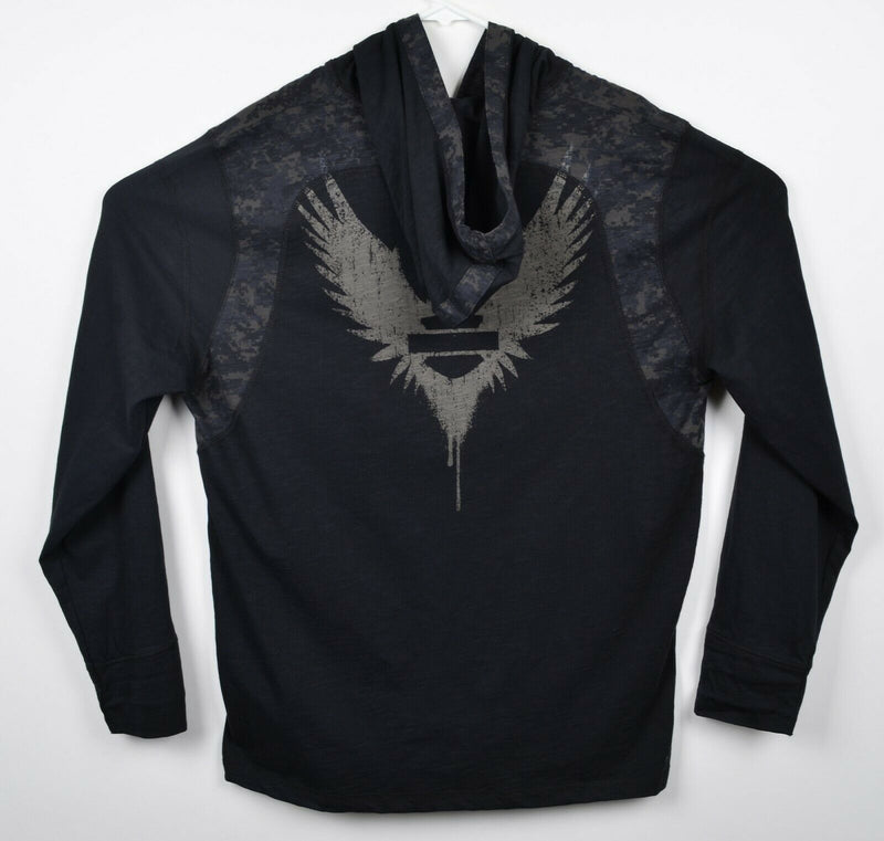 Harley-Davidson Men's Large Digital Camo Print Black Lightweight Eagle Hoodie