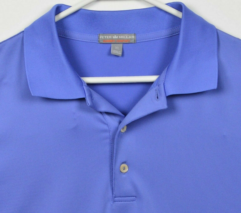 Peter Millar Summer Comfort Men's XL Solid Purple/Blue Wicking Golf Polo Shirt