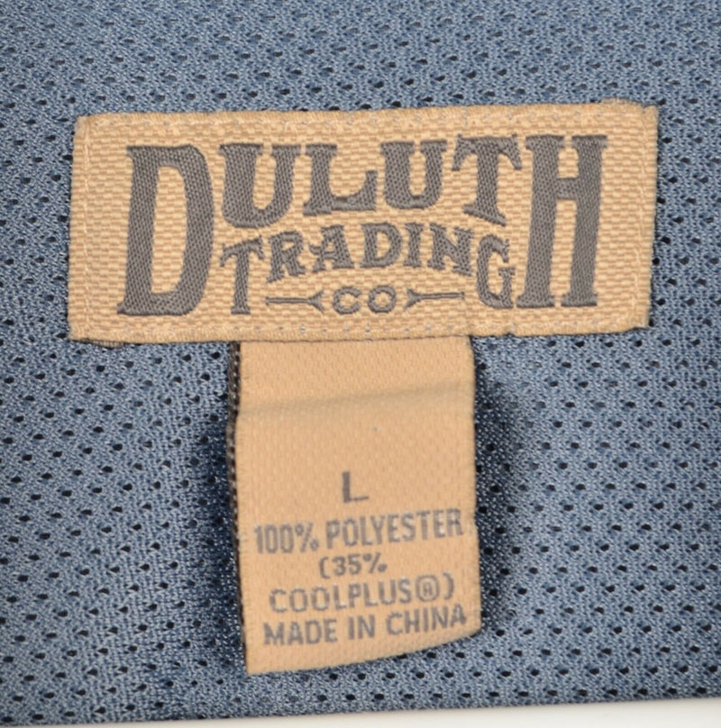 Duluth Trading Co. Men's Sz Large Vented CoolPlus Zip Blue Hiking Fishing Shirt