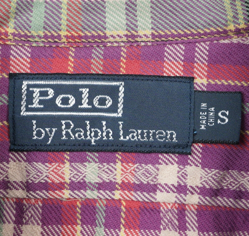Polo Ralph Lauren Men's Small Purple Black Plaid Aztec Military Safari Shirt