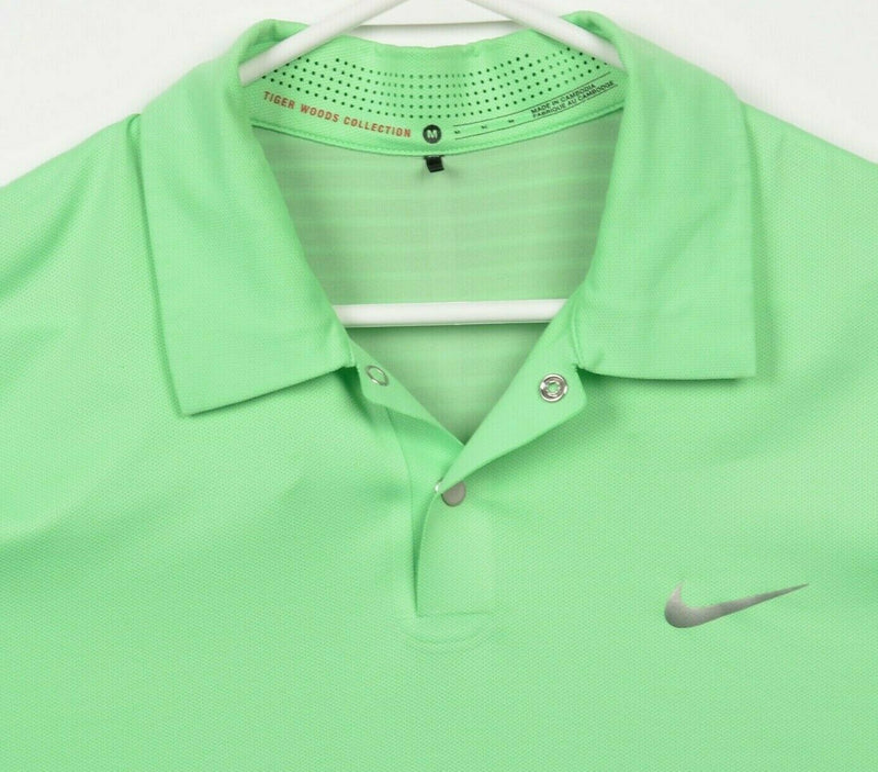Nike Golf Tiger Woods Collection Men's Medium Snap Vented Green Golf Polo Shirt