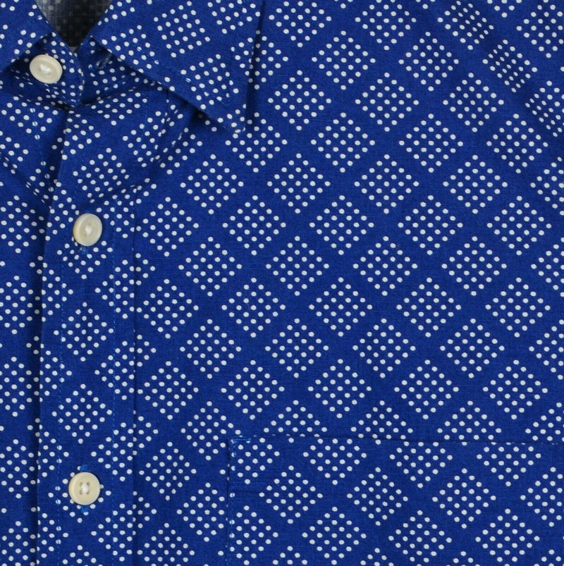 Wallace & Barnes Men's Medium Polka Dot Navy Blue J. Crew Button-Down Shirt