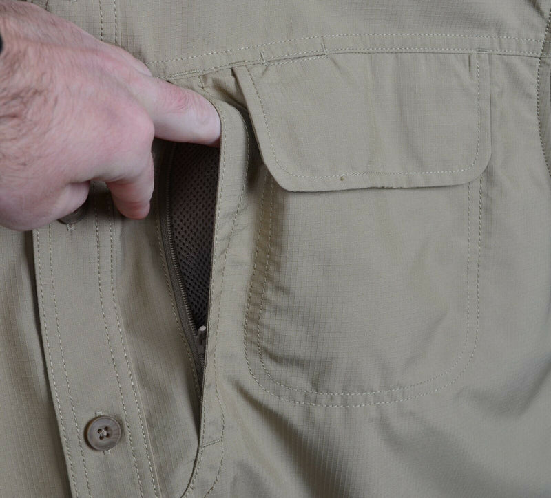 Duluth Trading Co Men's XL Vented Tan Fishing Hiking Outdoor CoolPlus Shirt