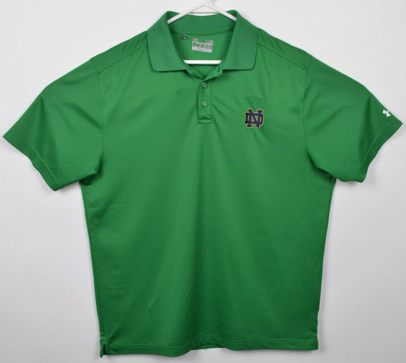 Notre Dame Men's Large Loose Under Armour HeatGear Solid Green ND Polo Shirt