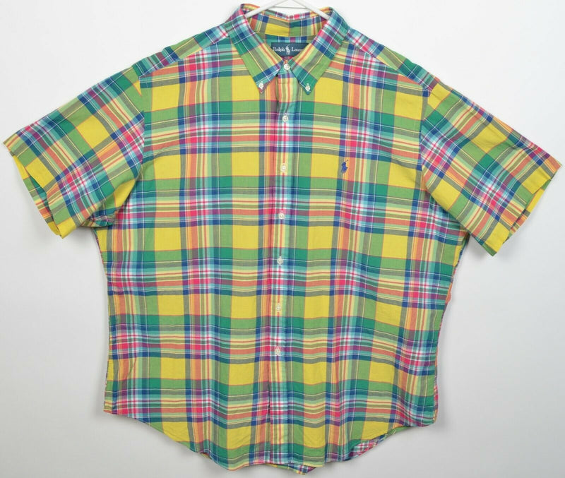 Polo Ralph Lauren Men's 2XL Indian Madras Colorful Pony Button-Down Shirt