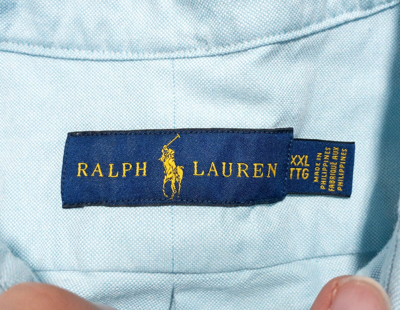 Polo Ralph Lauren Shirt 2XL Men's Button-Down Light Blue Short Sleeve Oxford