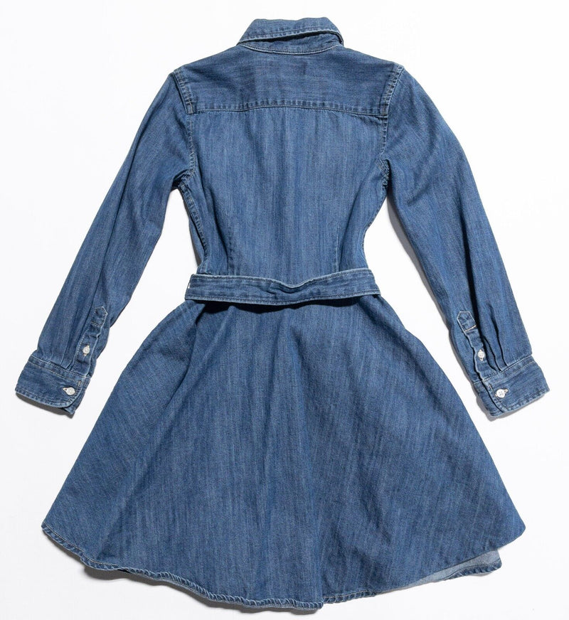 Polo Ralph Lauren Girl's Denim Dress 6X Belted Indigo Blue Shirt Dress Button
