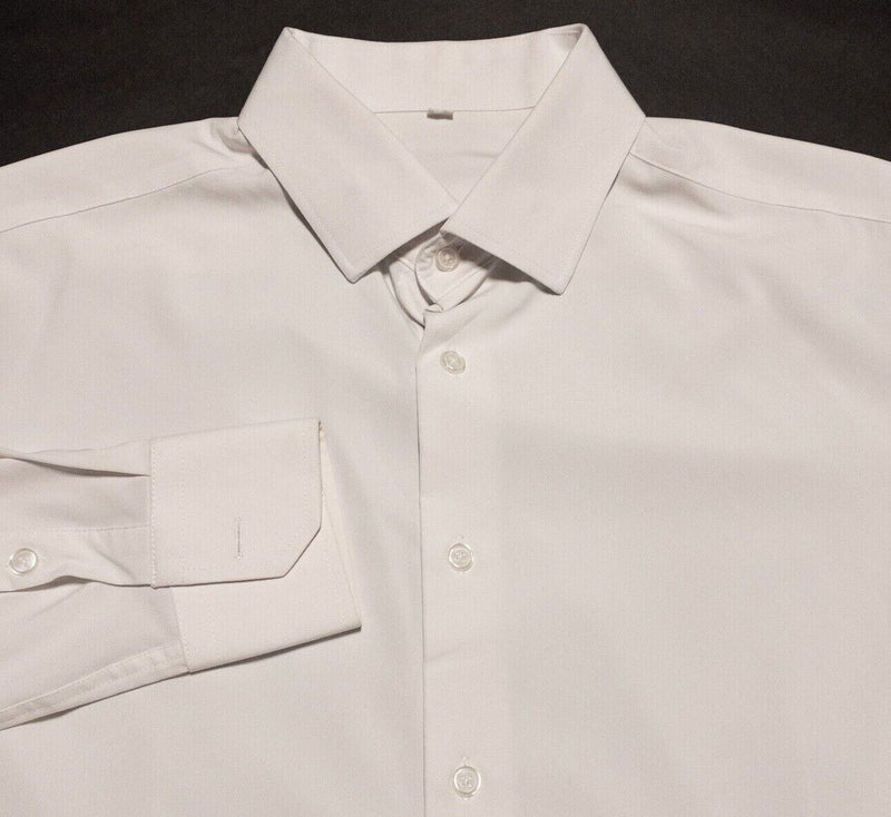 State & Liberty Dress Shirt Mens Medium Athletic Solid White Performance Wicking