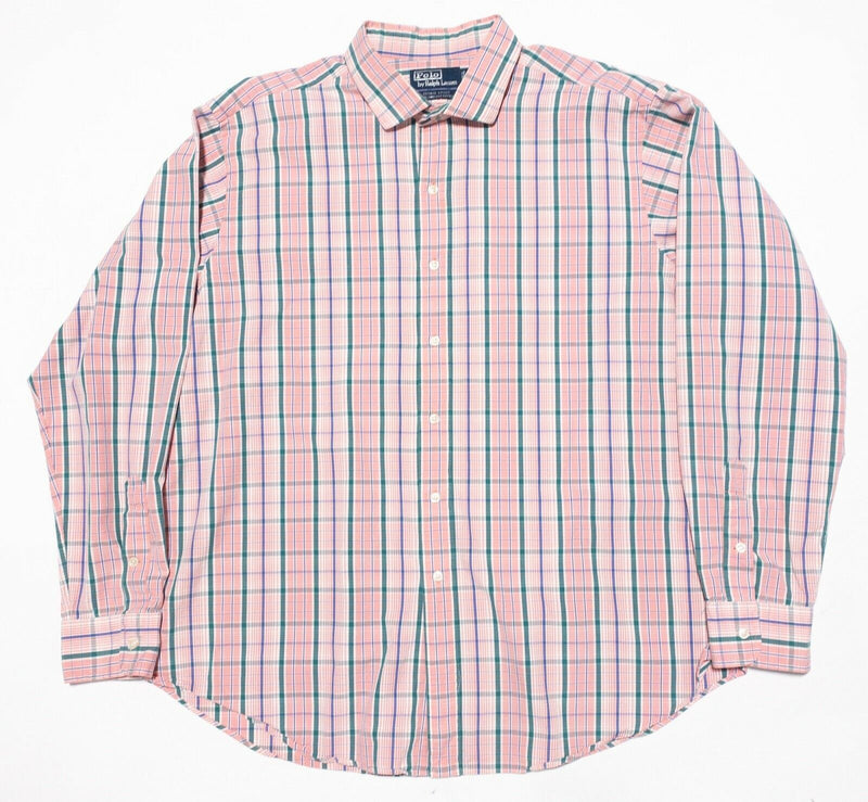 Polo by Ralph Lauren Men's 2XL XXL Long Sleeve Shirt Pink Plaid Estate Sport