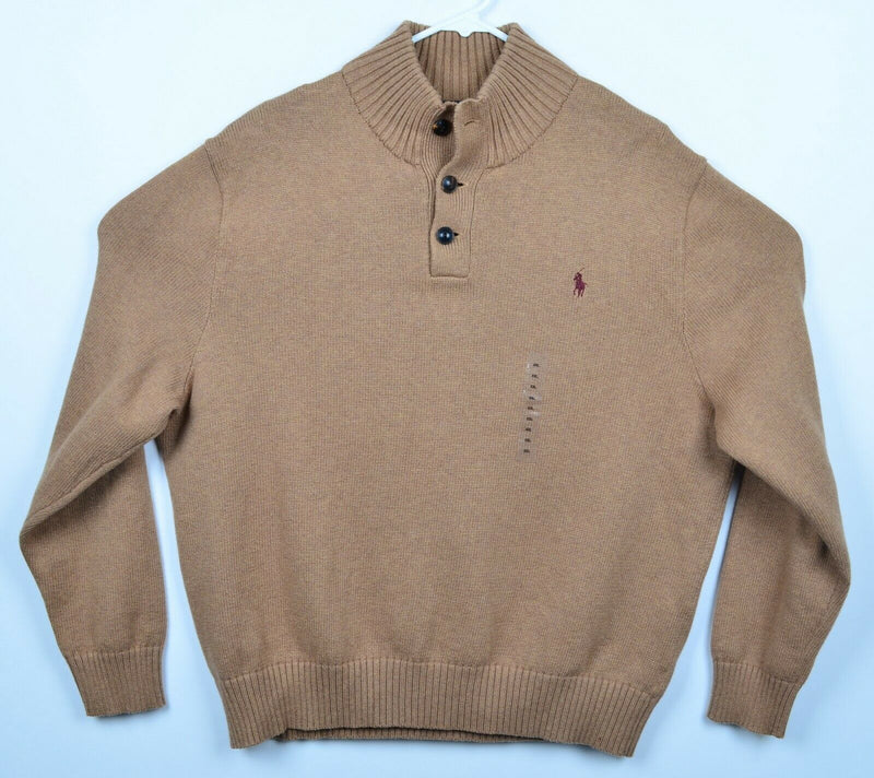 Polo Ralph Lauren Men's Sz 2XL Mock Neck Nubuck Brown Pullover Sweater