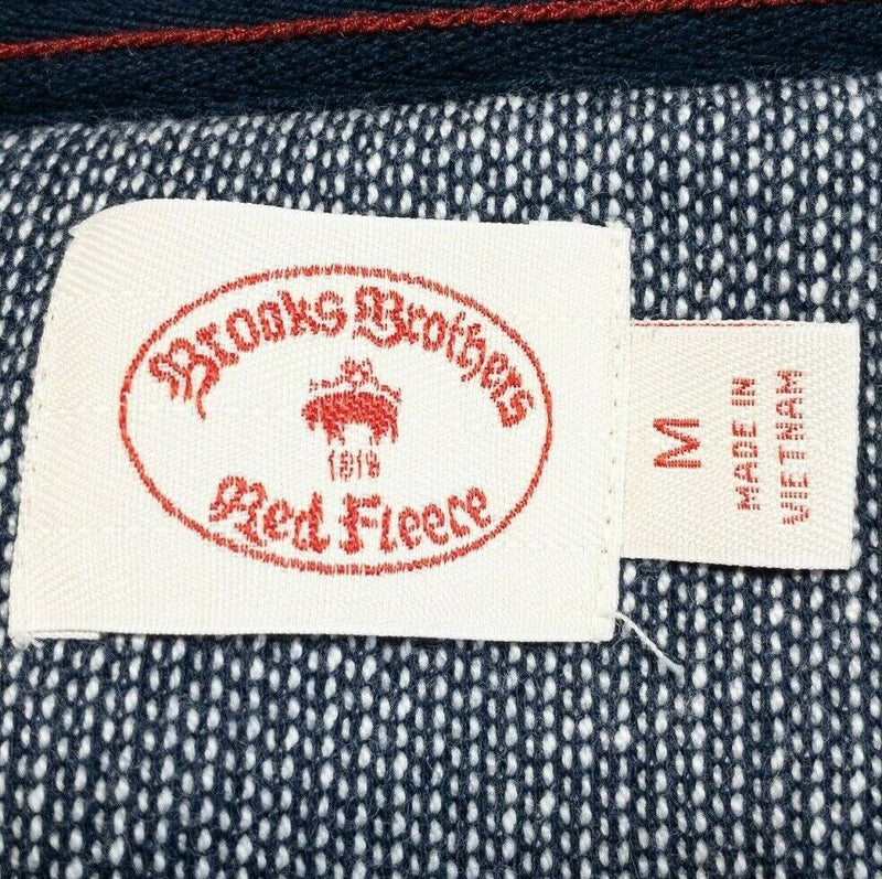 Brooks Brothers Red Fleece Cardigan Sweater Blue Shawl Collar Men's Medium
