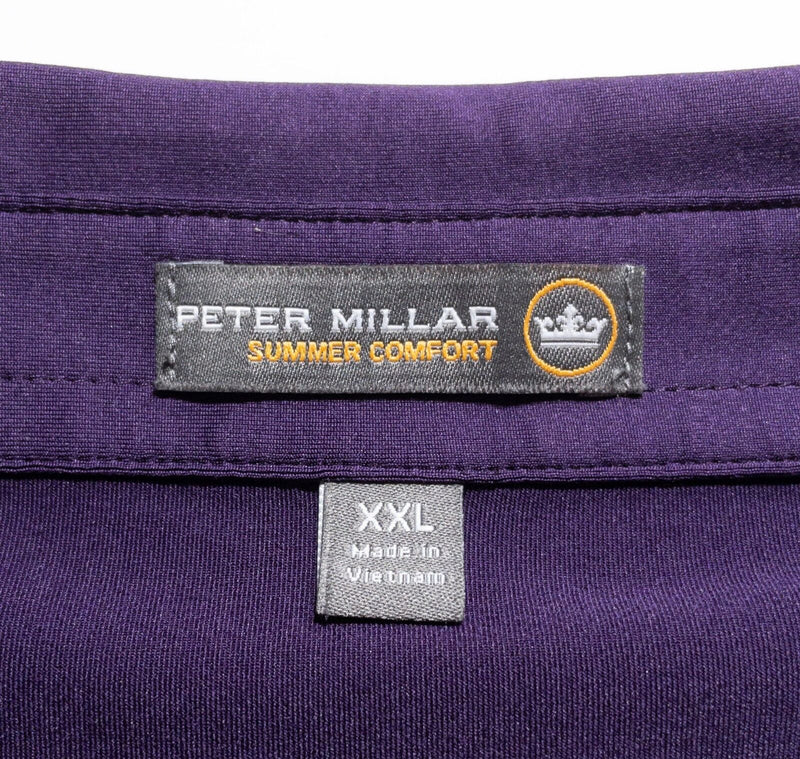 Peter Millar Summer Comfort Polo 2XL Men's Shirt Solid Purple Wicking Golf