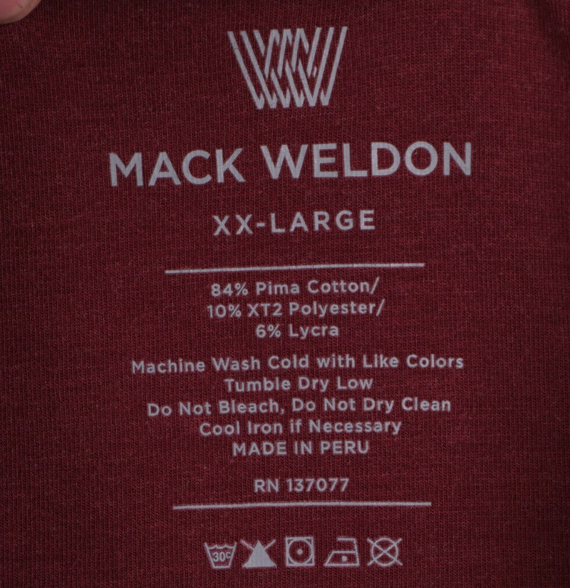 Mack Weldon Men's 2XL Red Striped Pima Cotton Poly Blend Athleisure Polo Shirt