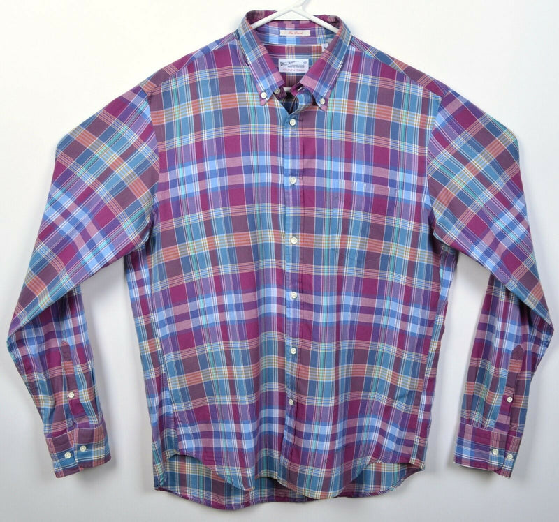 GANT Rugger Men's Large "The David" Purple Blue Plaid Button-Down Shirt