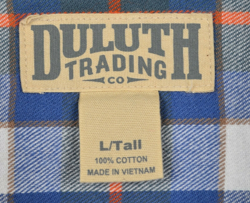 Duluth Trading Co. Men's Sz LT Large Tall Blue Plaid Long Sleeve Flannel Shirt