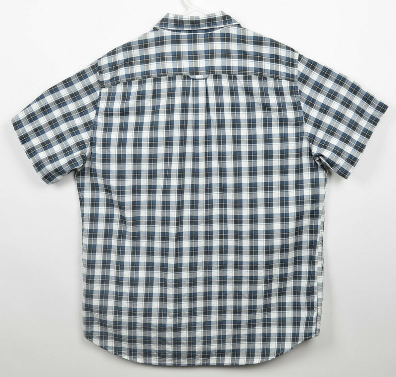 Fjallraven Men's Large Comfort Fit Blue Gray Plaid Cotton Wool Blend Singi Shirt