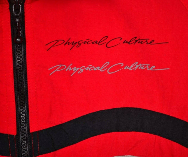 Vintage 90s Puma Men's Large PUMAMMQ Wavy Red Windbreaker Track Jacket