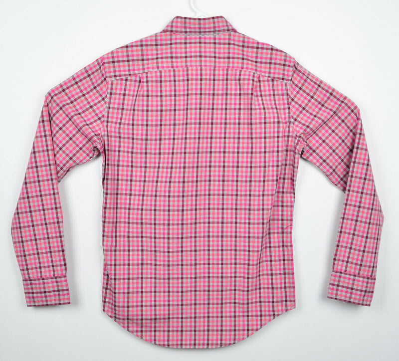 Bonobos Men's Sz Small Slim Fit Pink Red Plaid Check Long Sleeve Shirt