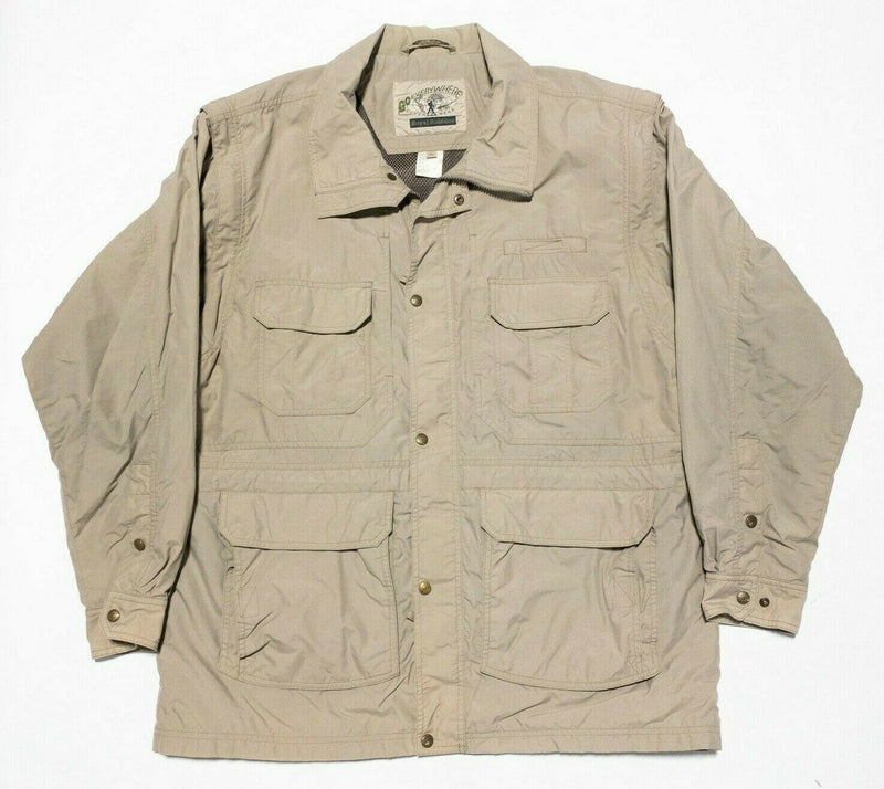 Royal Robbins Jacket Safari Men's XL Multi-Pocket Zip-Off Sleeves Travel Beige