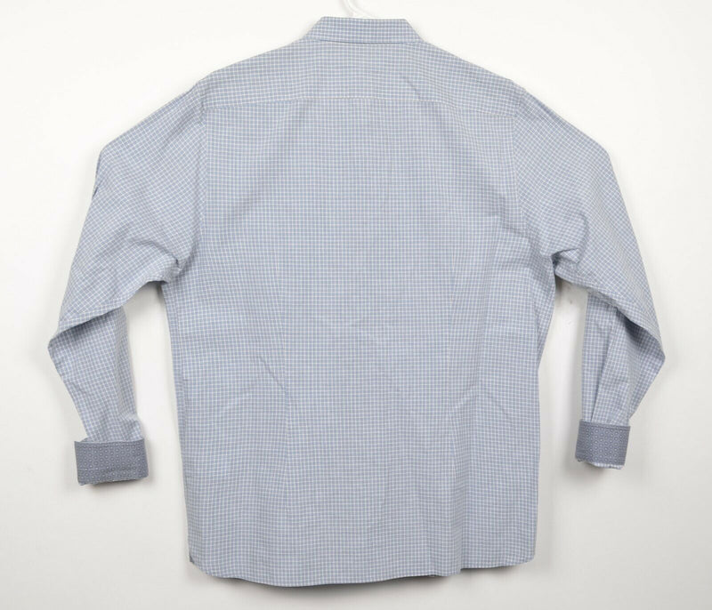 Ted Baker London Men's 6 (2XL) Flip Cuff Blue Plaid Button-Front Designer Shirt
