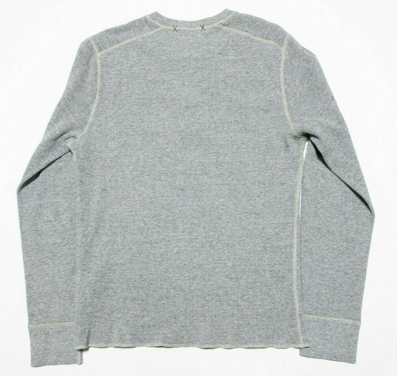 Wallace & Barnes Men's Large Gray Henley Waffle-Knit Thermal Long Sleeve Shirt