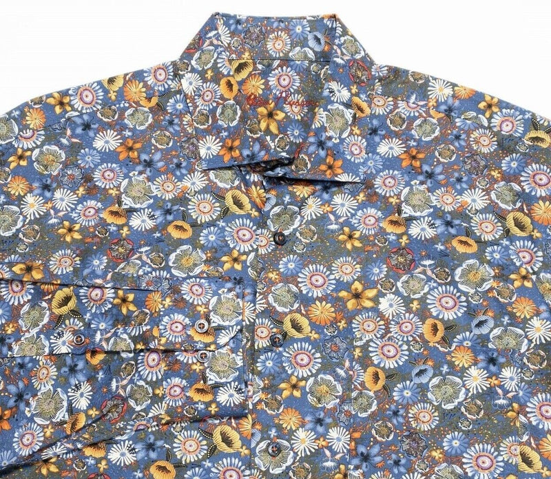 Alan Flusser Floral Shirt XL Men's Long Sleeve Colorful Print Daisy Button-Front