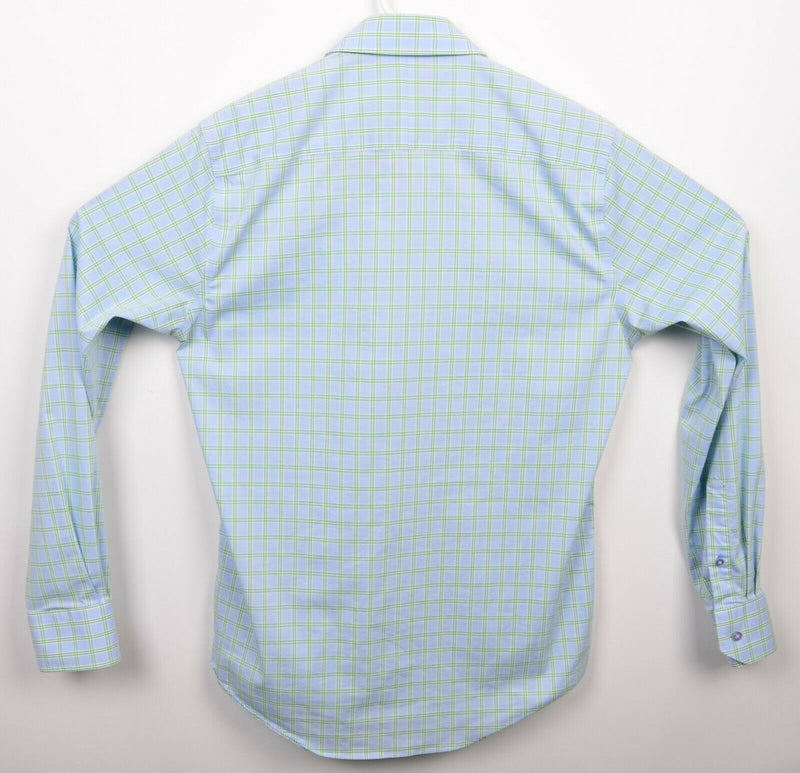 Twillory Men's 16.5 34/35 Tailored Fit Performance Fabric Blue Green Plaid Shirt